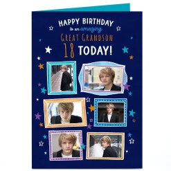 Photo Birthday Card - Stars & Frames, Amazing, Editable Age