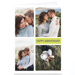 Photo Card - Happy Anniversary, 4 Photos Any Message