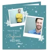 Photo Christmas Card - Boyfriend Blue Snowflakes Photo