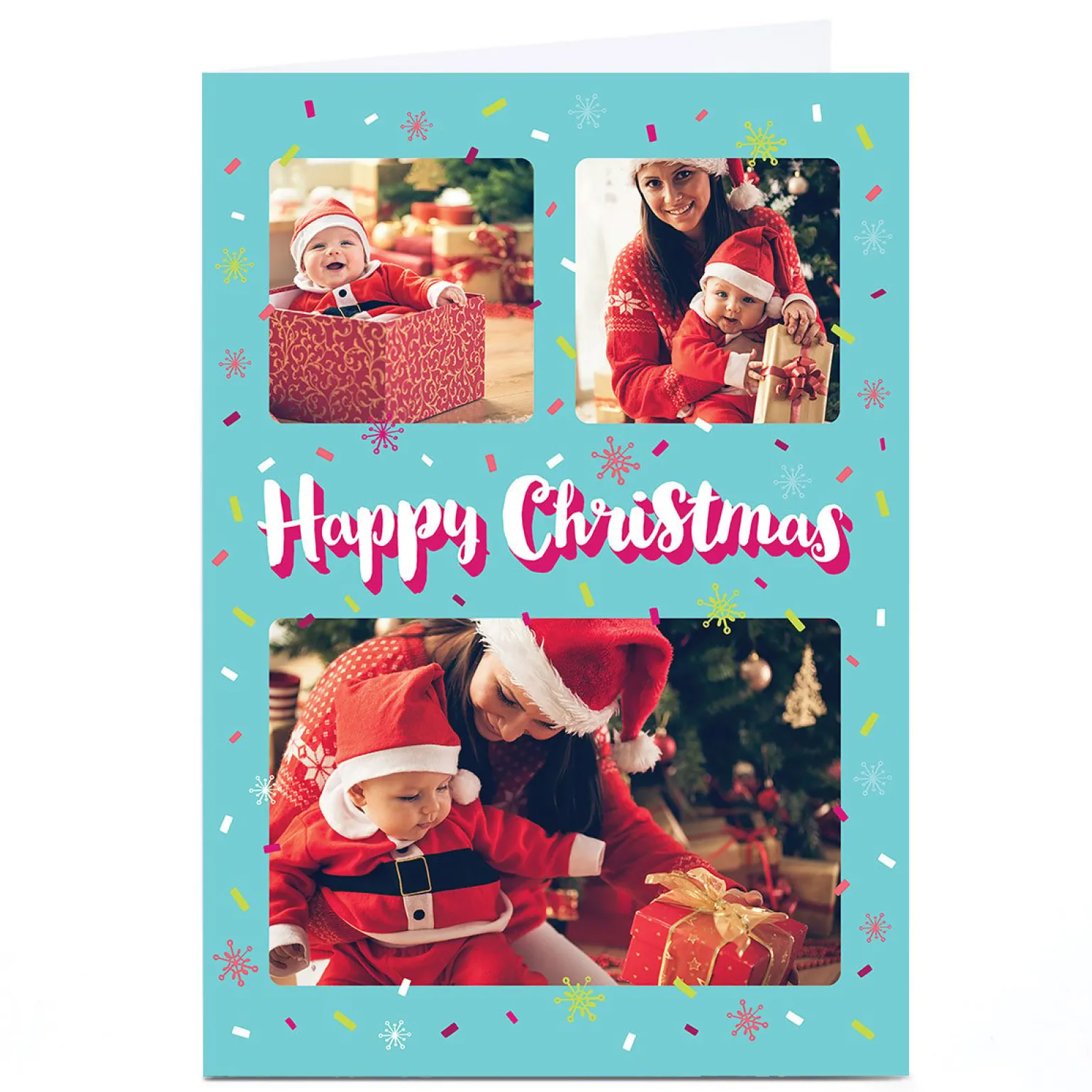 Photo Christmas Card - Confetti & snowflakes