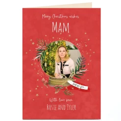 Photo Christmas Card - Festive Snowglobe, Mam