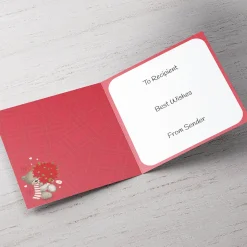 Photo Christmas Card - Hugs, Red Flowers