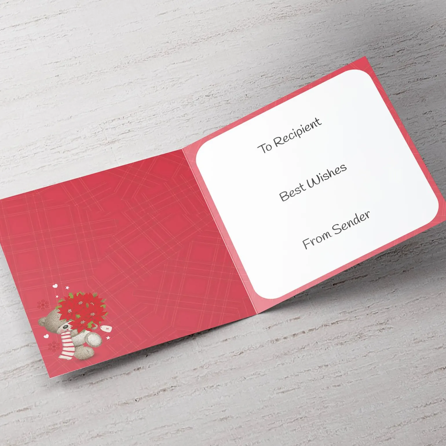 Photo Christmas Card - Hugs, Red Flowers