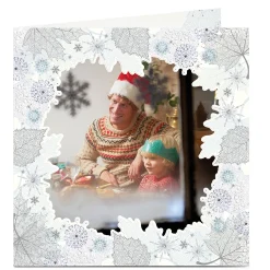 Photo Christmas Card - Leaves And Snowflakes