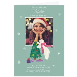 Photo Christmas Card - Love and Snuggles Polar Bear, Sister