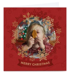 Photo Christmas Card - Merry Christmas Red & Gold