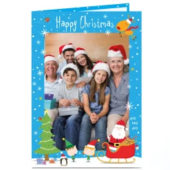 Photo Christmas Card - Santa, Elves And Rudolf