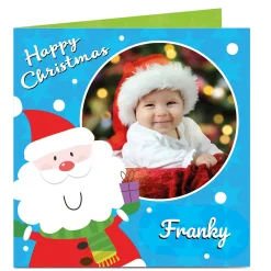 Photo Christmas Card - Santa Blue