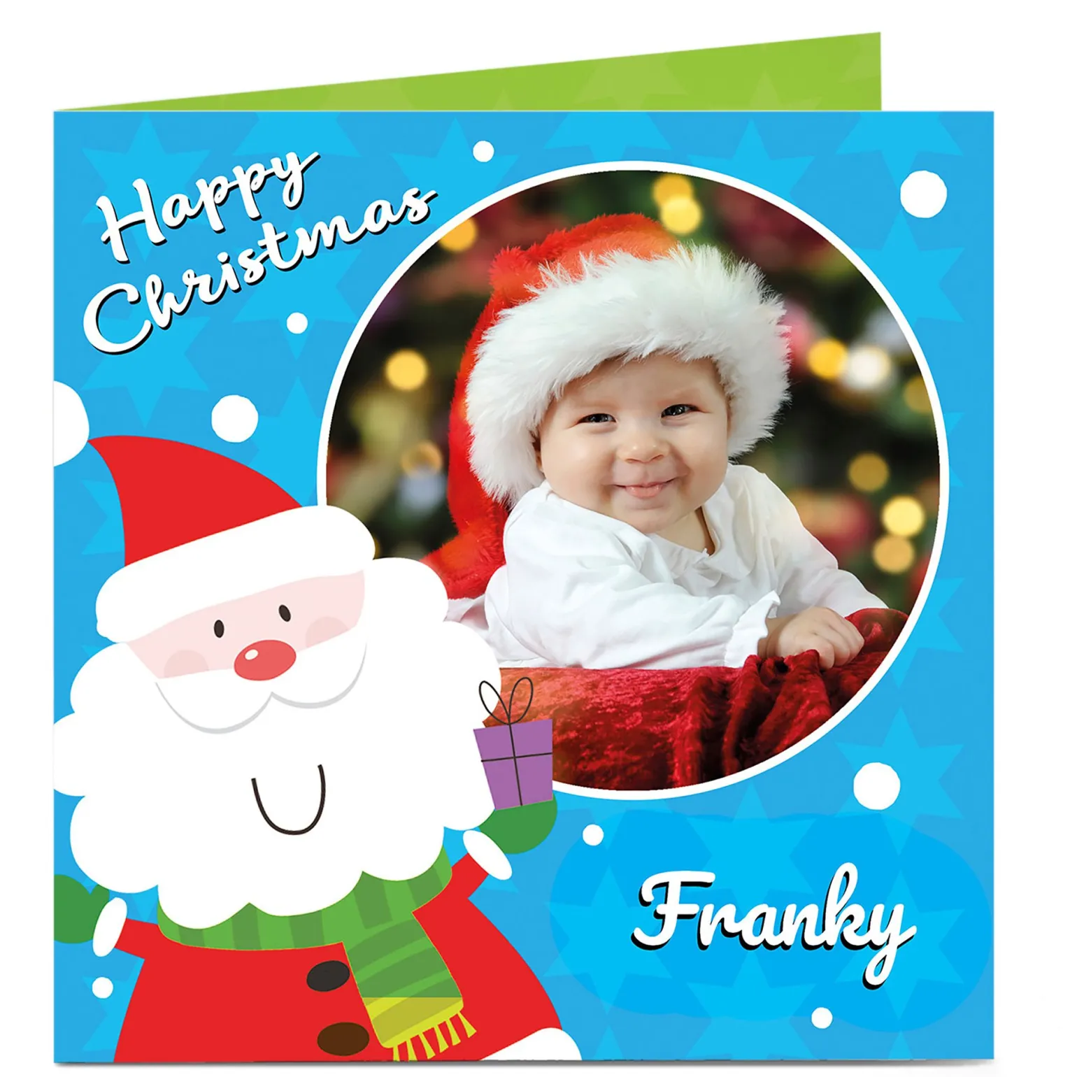 Photo Christmas Card - Santa Blue