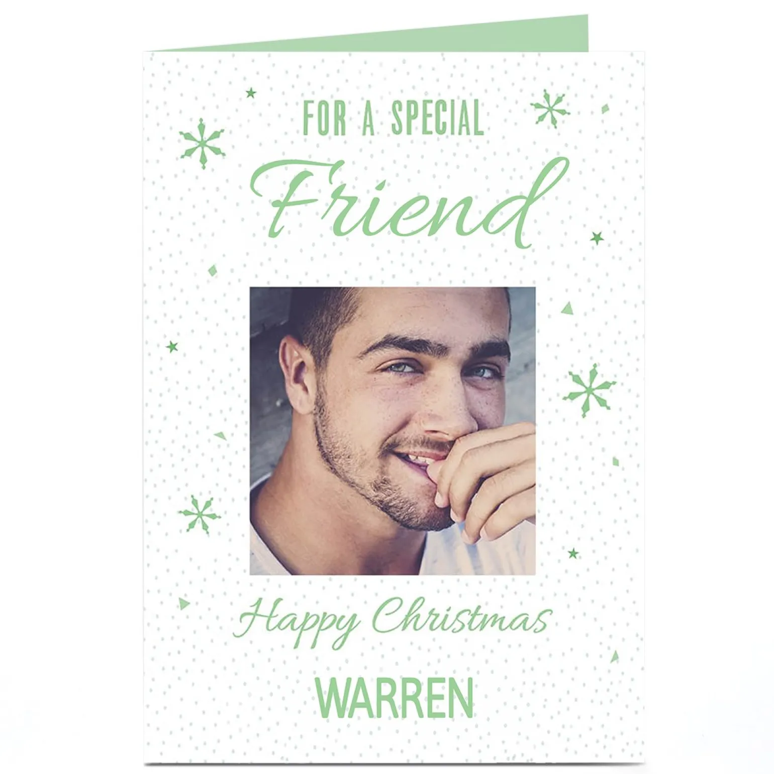 Photo Christmas Card - Snowflakes & Dots, Friend