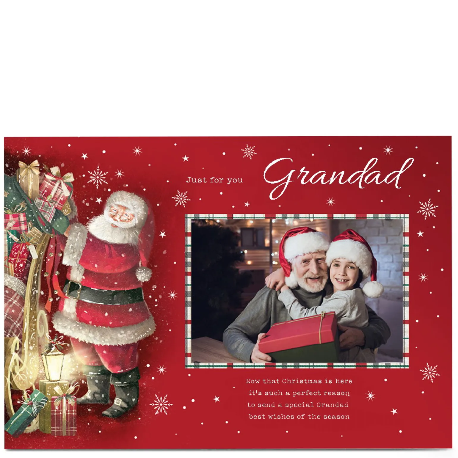 Photo Christmas Card - Traditional Santa Best Wishes for the Season, Grandad