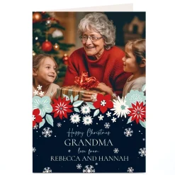 Photo Christmas Card - Winter Flowers, Grandma