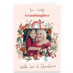 Photo Christmas Card - With Love at Christmas Festive Frame, Granddaughter