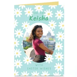 Photo Easter Card - Daisies Easter Wishes, Any Name