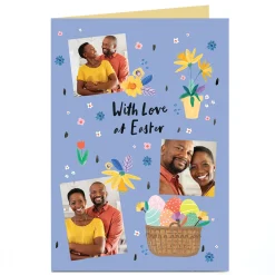 Photo Easter Card - Lilac Florals and Egg Basket