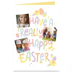 Photo Easter Card - Pastel Eggs Have A Really Happy Easter