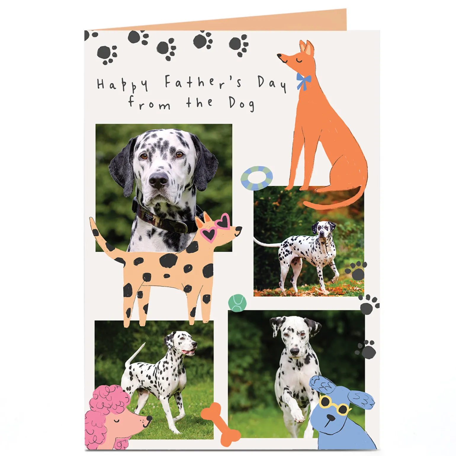 Photo Father's Day Card - Dogs and Pawprints, From the Dog