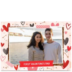 Photo First Valentine's Day Card - Painted Hearts