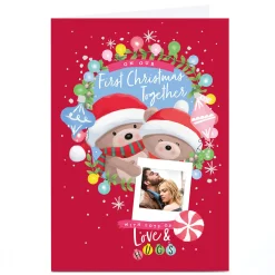 Photo Hugs Bear Christmas Card - First Christmas Together