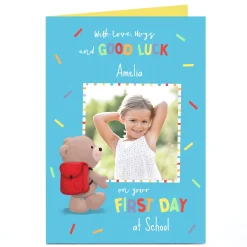 Photo Hugs Good Luck Card - First Day