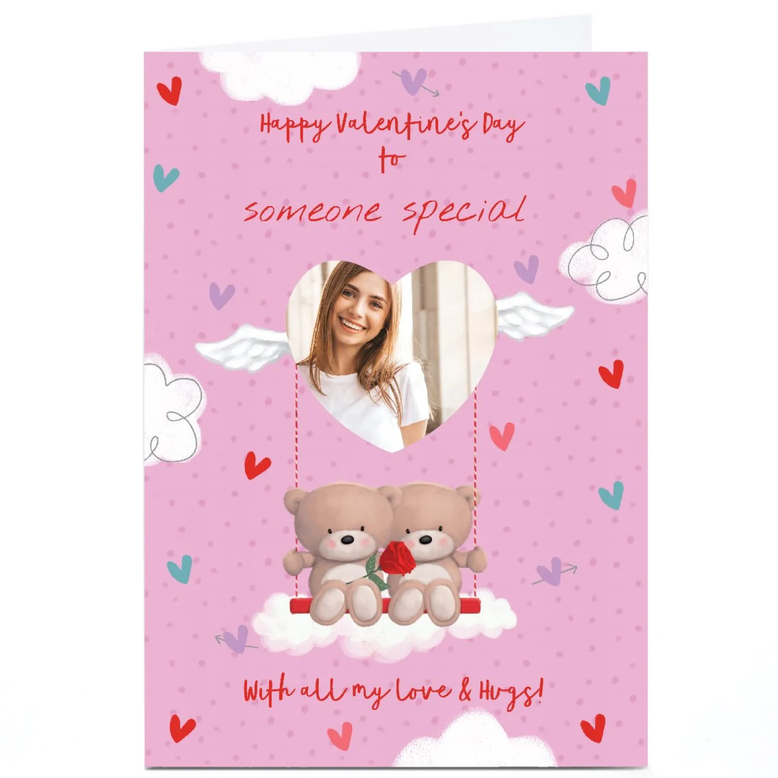 Photo Hugs Valentine's Day Card - Cute Bears on Swing, Someone Special