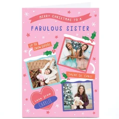 Photo Jess Moorhouse Christmas Card - Up to Snow Good Pink, Sister