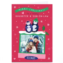 Photo Jess Moorhouse Christmas Card - Penguin Couple, Daughter & Son in Law