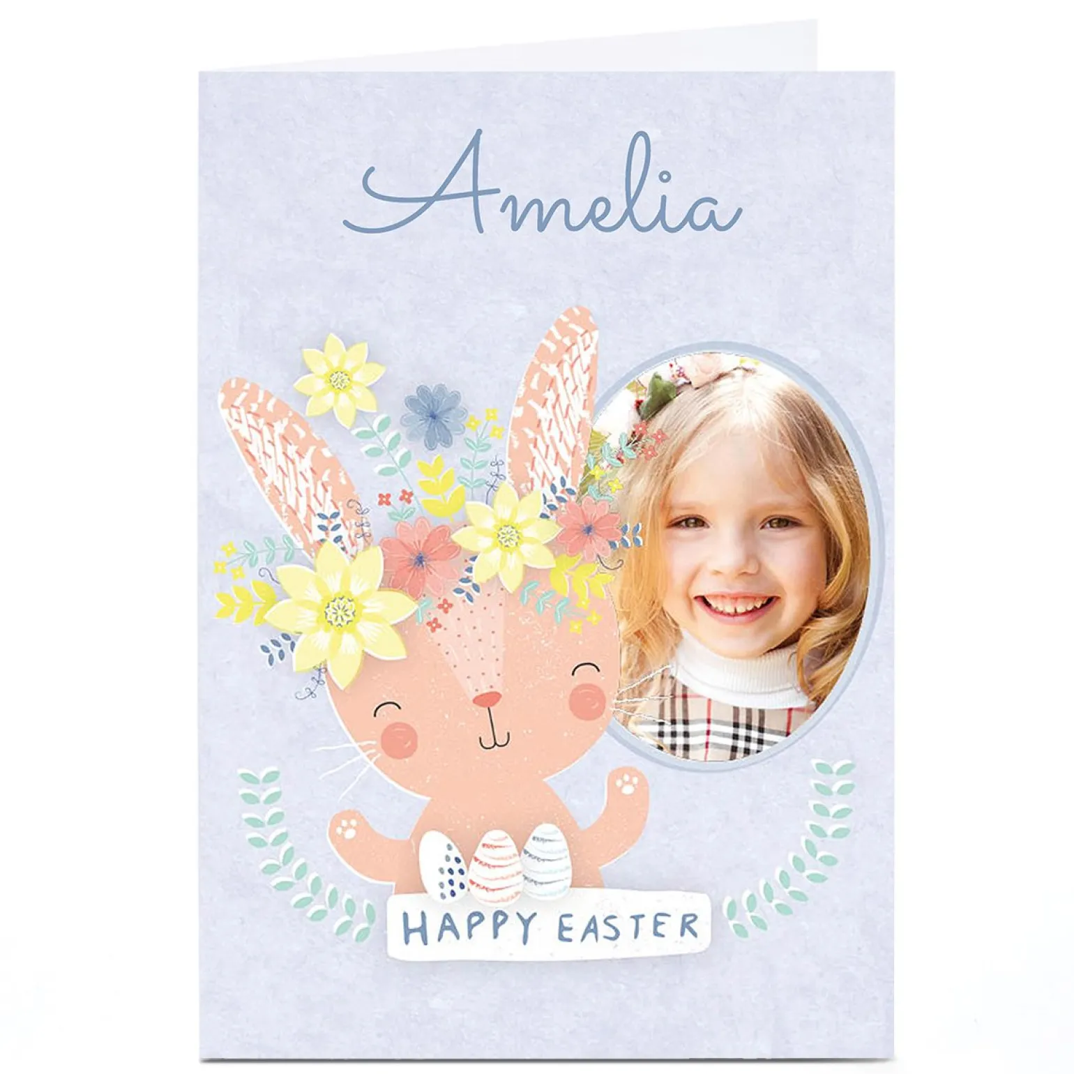 Photo Juniper & Rose Easter Card - Pink Bunny