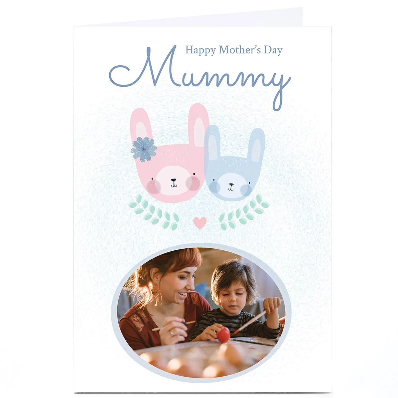 Photo Juniper & Rose Mother's Day Card - Mummy, Pink & Blue Bunnies
