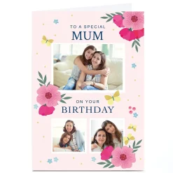 Photo Klara Hawkins Birthday Card - Pink Florals