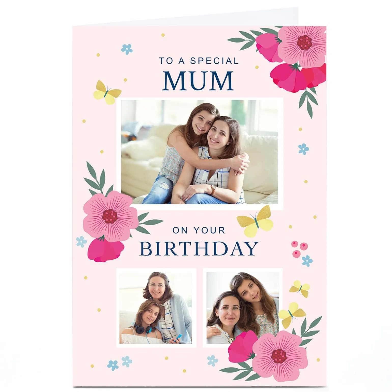 Photo Klara Hawkins Birthday Card - Pink Florals