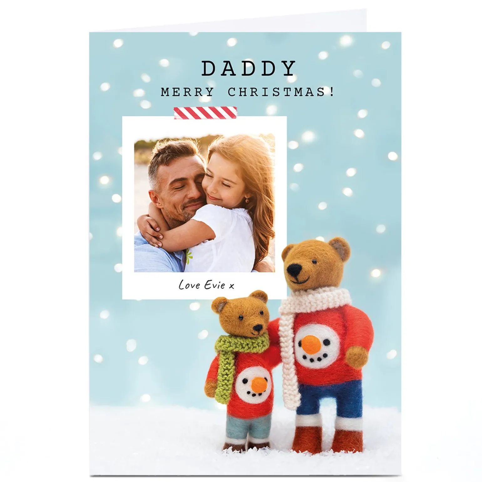 Photo Lemon & Sugar Christmas Card - Daddy, Felted Bears