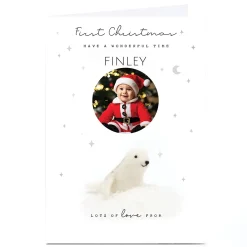 Photo Lemon and Sugar 1st Christmas Card - Fuzzy Baby Seal