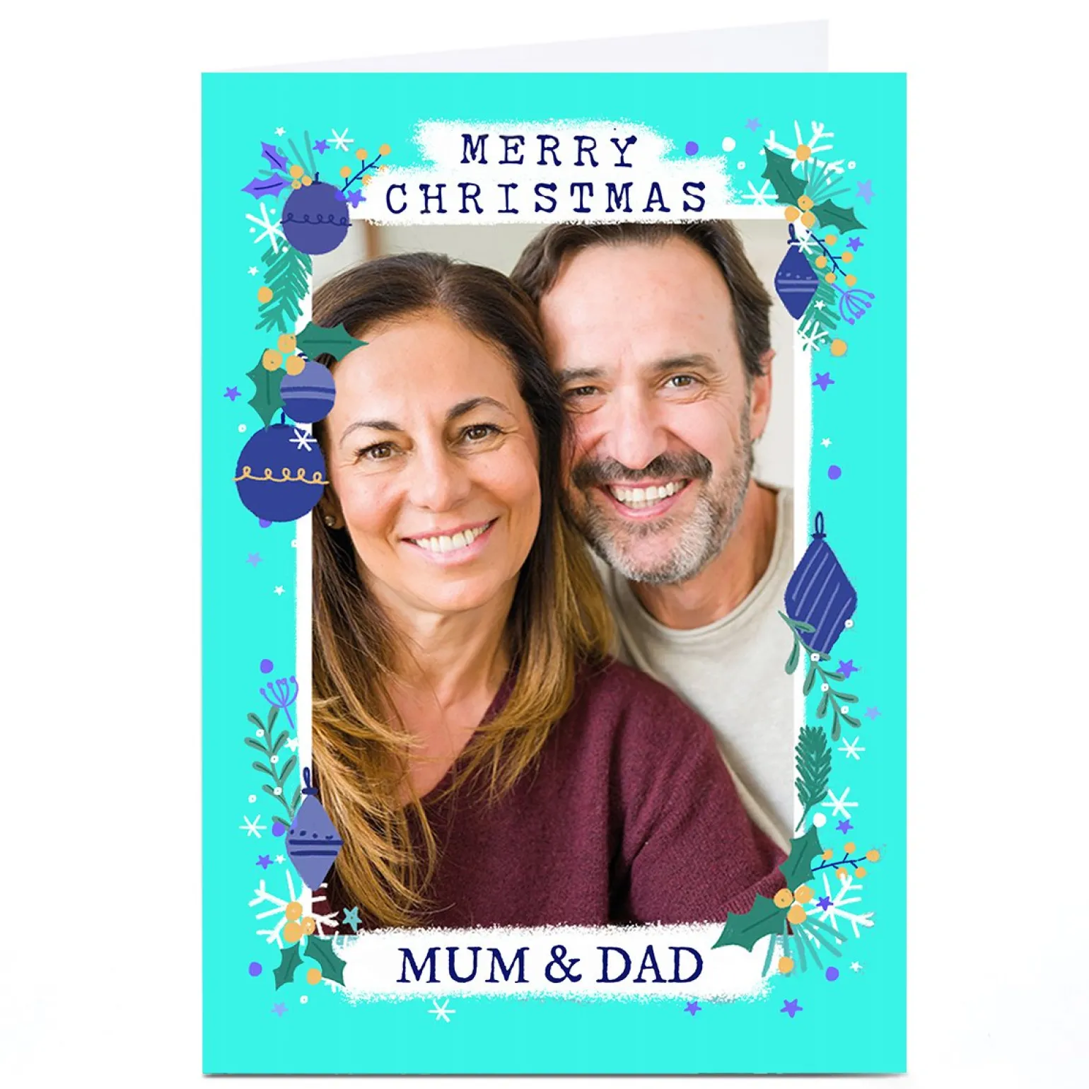 Photo Little Mono Christmas Card - Teal Frame