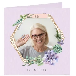 Photo Mother's Day Card - Floral Hexagon, Mam