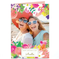 Photo Mother's Day Card - Floral Edges, Auntie