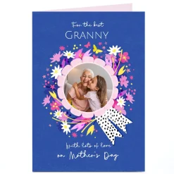 Photo Mother's Day Card - Floral Ribbon, Best Granny