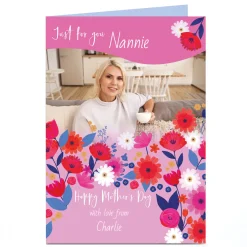Photo Mother's Day Card - Flowers Pink Border