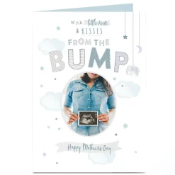 Photo Mother's Day Card - Kicks & Kisses From Bump