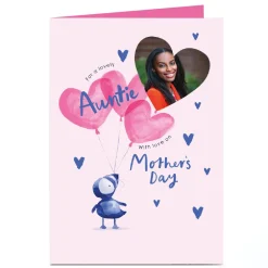 Photo Mother's Day Card - Puffin Heart Balloons, Auntie