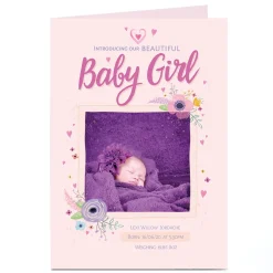 Photo New Baby Announcement Card - Beautiful Girl