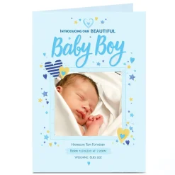 Photo New Baby Announcement Card - Beautiful Boy