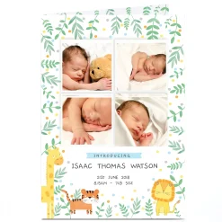 Photo New Baby Card - Jungle Animals