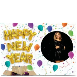 Photo New Year Card - Gold Foil Balloons