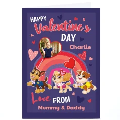 Photo Paw Patrol Valentine's Day Card - Rainbow Any Name
