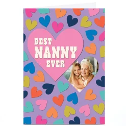 Photo Pigment Mother's Day Card - Best Nanny Ever Hearts