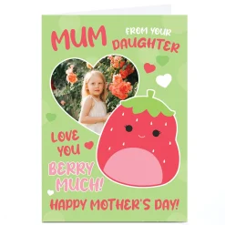 Photo Squishmallows Mother's Day Card - Love You Berry Much, From your Daughter