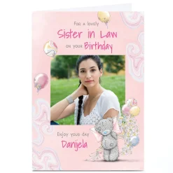 Photo Tatty Teddy Birthday Card - Floating Balloons, Sister in Law