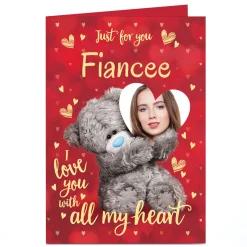 Photo Tatty Teddy Valentine's Day Card - With All my Heart, Fiancee