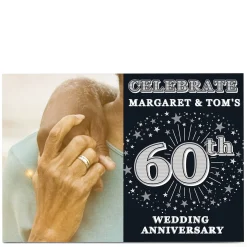 Photo 60th Anniversary Invitation - Silver Stars
